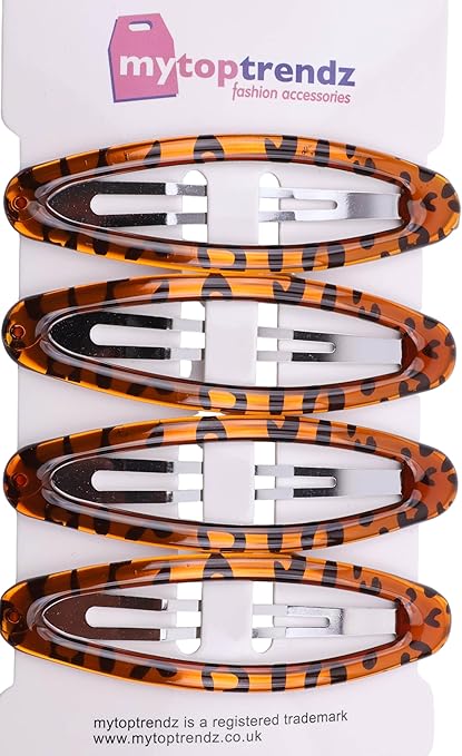 Set of 4 Girls/Women's Hair Snap Grips - Non-Slip, Contour Design Hair Accessories