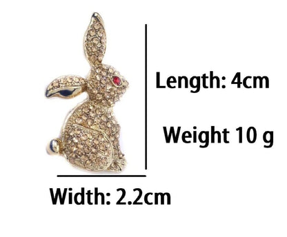 Cute Little Tiny rabbit Brooch with crystal clear stone