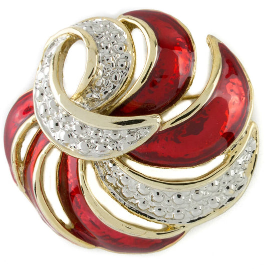 80s/90s Vintage Style Corsage Dress Pin with Gold Plated Swirl Enamel Brooch