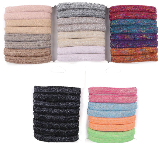 set of 8 glitter large jersey elastic