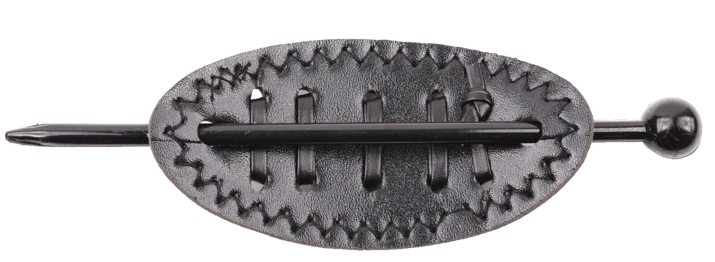 Wide Faux Leather Barrette Hair Clip with Plastic Stick Ponytail Hair Slide for Women