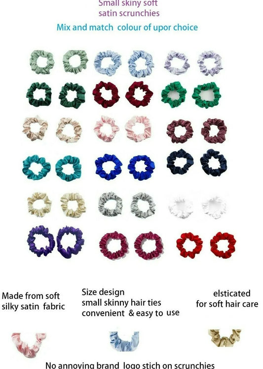 2 pcs Small plain satin hair  scrunchies