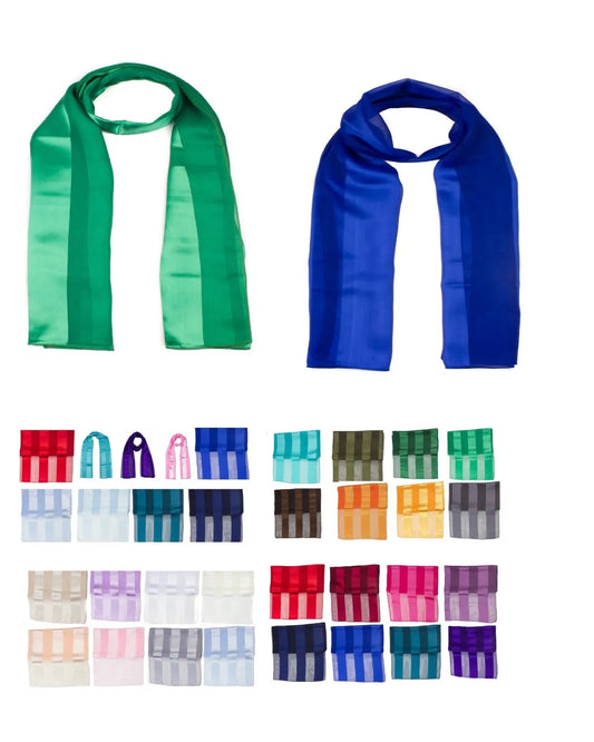Plain satin scarf  striped