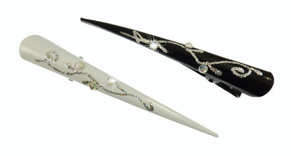 Large Metal Beak Hair Clip Concorde Pelican Clip with Crystals Glitter for Women Hair Styling - Black