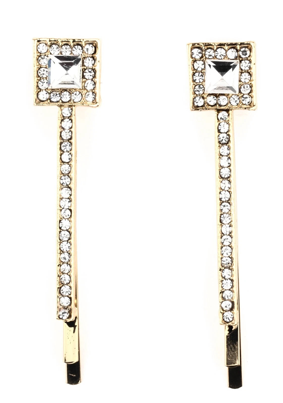 2 Pcs Crystal Flower Hair Slides Gold – Sparkly Diamante Bobby Pins Hair Clips for Women Girls, Bridal Wedding Party Hair Accessories