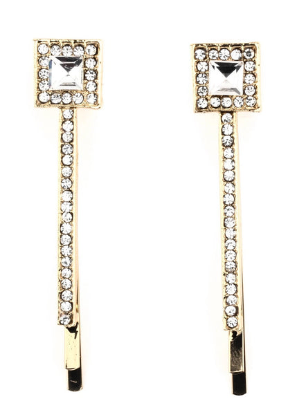 2 Pcs Crystal Flower Hair Slides Gold – Sparkly Diamante Bobby Pins Hair Clips for Women Girls, Bridal Wedding Party Hair Accessories