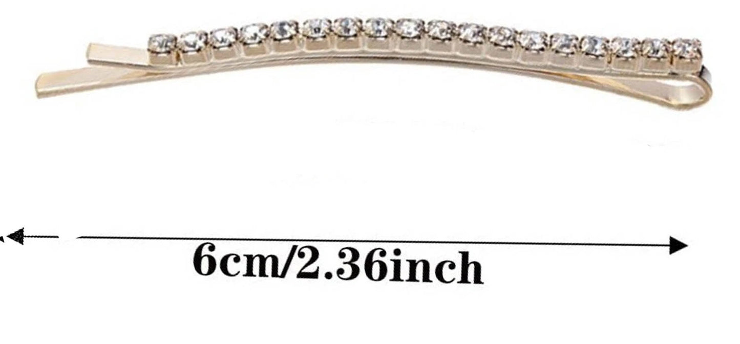 4 Pcs Gold Crystal Diamante Bobby Pins – Sparkly Slim Hair Clips Slides for Women Girls, Rhinestone Hair Grips for Party, Wedding & Prom