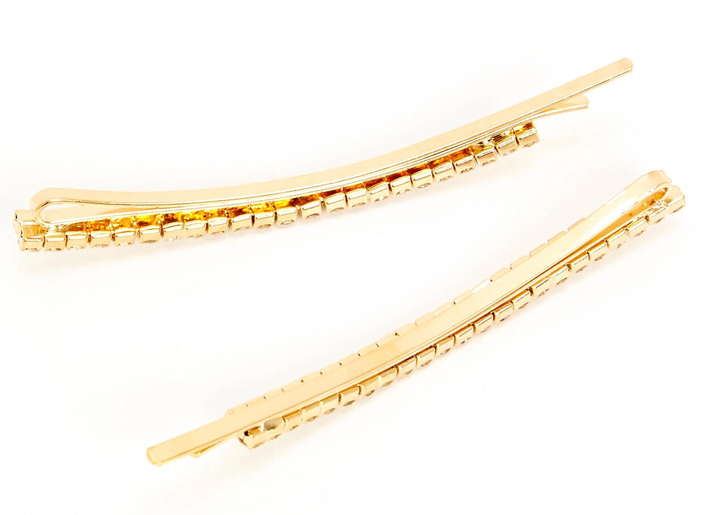 4 Pcs Gold Crystal Diamante Bobby Pins – Sparkly Slim Hair Clips Slides for Women Girls, Rhinestone Hair Grips for Party, Wedding & Prom