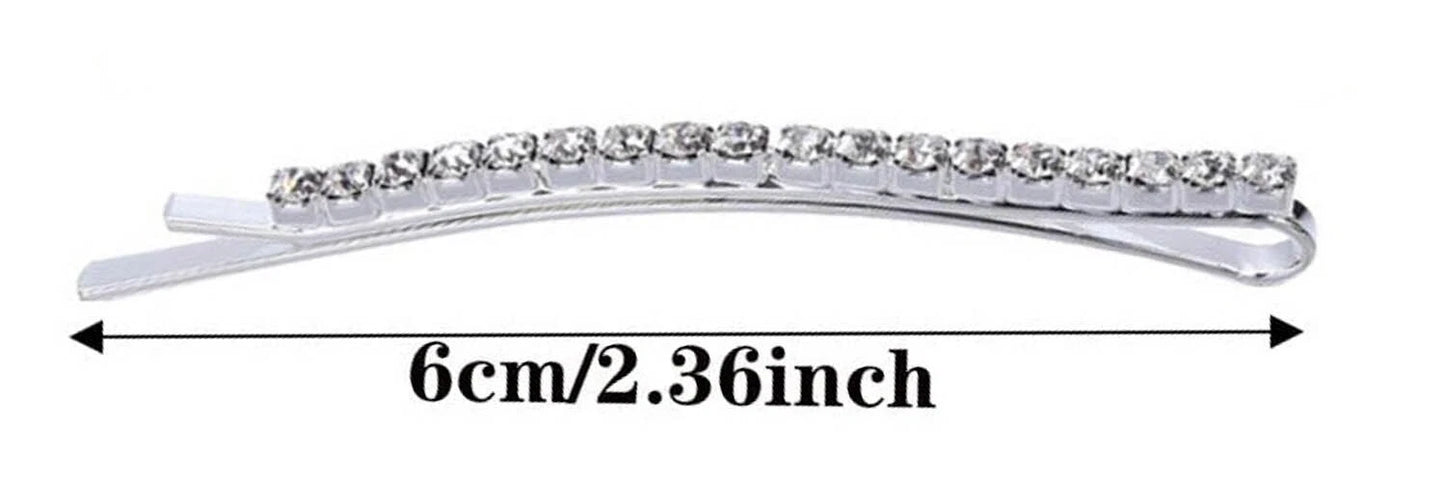 4 Pcs Silver Crystal Diamante Bobby Pins – Sparkly Slim Hair Clips Slides for Women Girls, Rhinestone Hair Grips for Party, Wedding & Prom