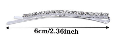 4 Pcs Silver Crystal Diamante Bobby Pins – Sparkly Slim Hair Clips Slides for Women Girls, Rhinestone Hair Grips for Party, Wedding & Prom