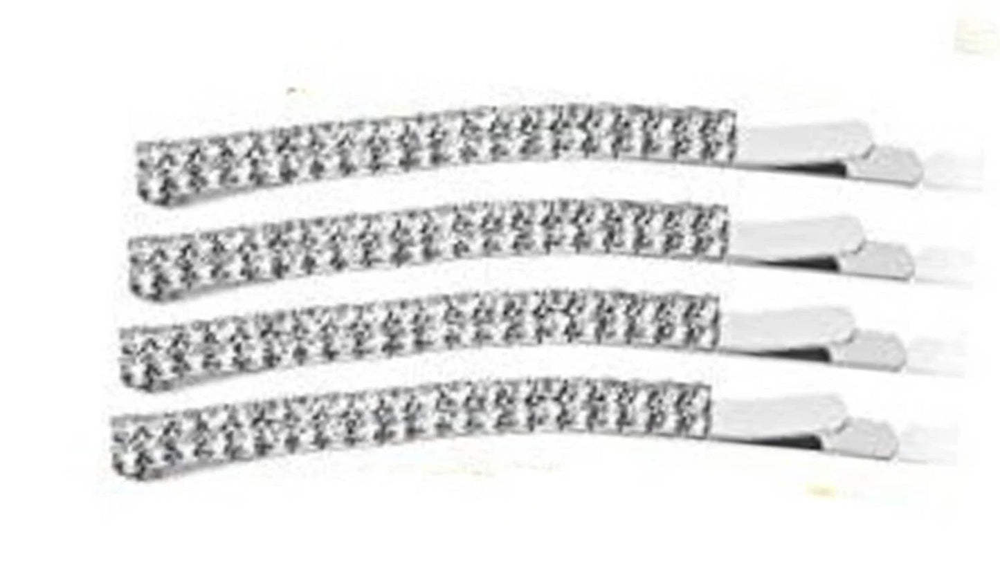 4 Pcs Silver Crystal Diamante Bobby Pins – Sparkly Slim Hair Clips Slides for Women Girls, Rhinestone Hair Grips for Party, Wedding & Prom