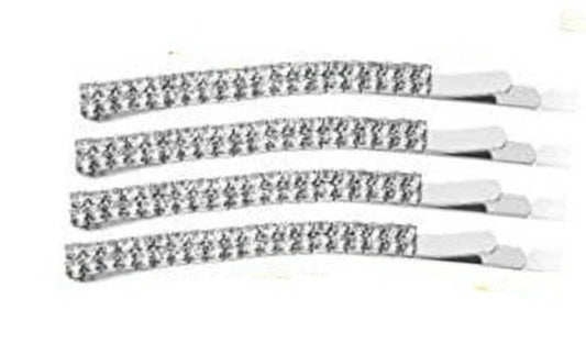 4 Pcs Silver Crystal Diamante Bobby Pins – Sparkly Slim Hair Clips Slides for Women Girls, Rhinestone Hair Grips for Party, Wedding & Prom