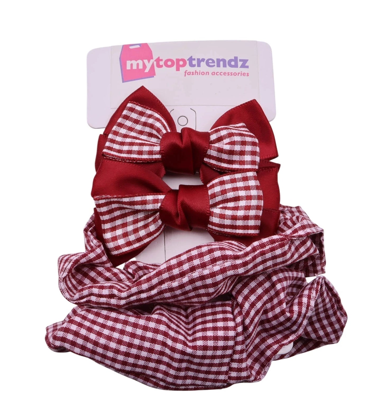 Bundle of Gingham Hairbows Hair Accessories for Girls – Bow Clips Gingham Print (Royal Blue)