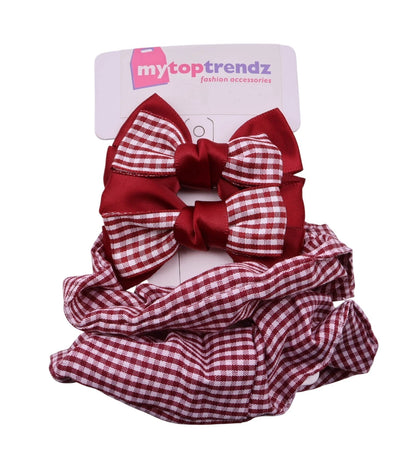 Bundle of Gingham Hairbows Hair Accessories for Girls – Bow Clips Gingham Print (Royal Blue)