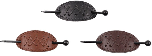 Wide Faux Leather Barrette Hair Clip with Plastic Stick Ponytail Hair Slide for Women