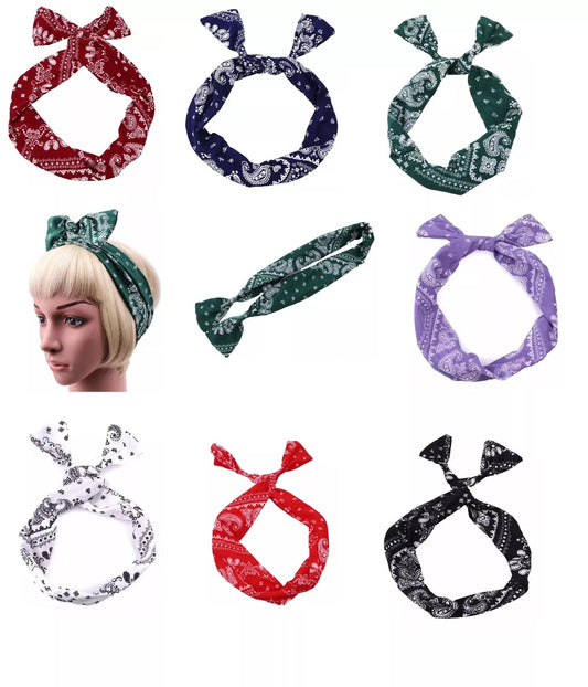 Paisley bandana printed bow knotted headband