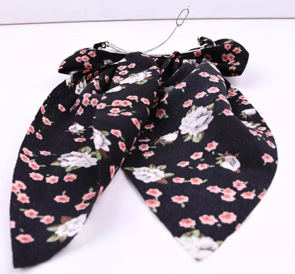 Floral bow hair clip barrette