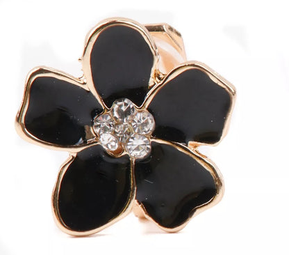 Small Crystal flower enamel stud earring