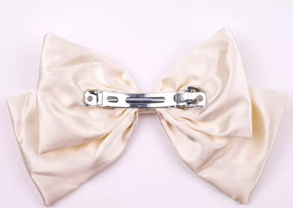 Silk satin plain Bow hair barrette