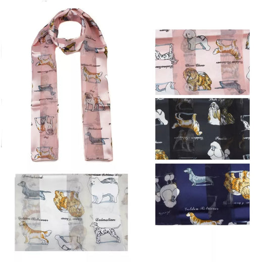 dog print striped scarf