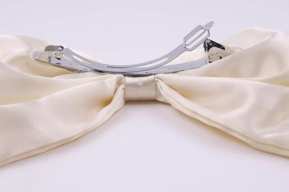 Silk satin plain Bow hair barrette