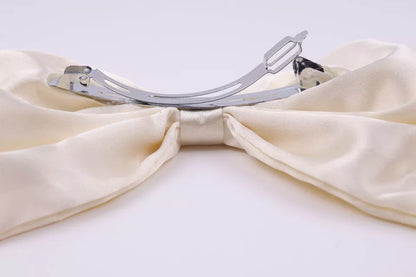 Silk satin plain Bow hair barrette