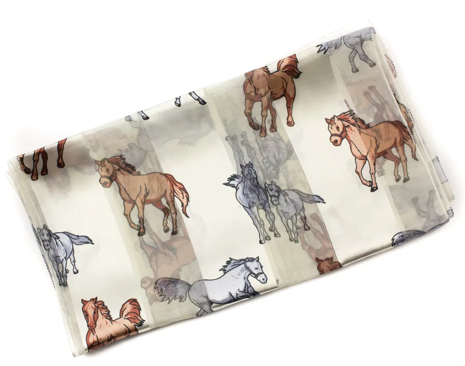 Horse print soft silky scarf