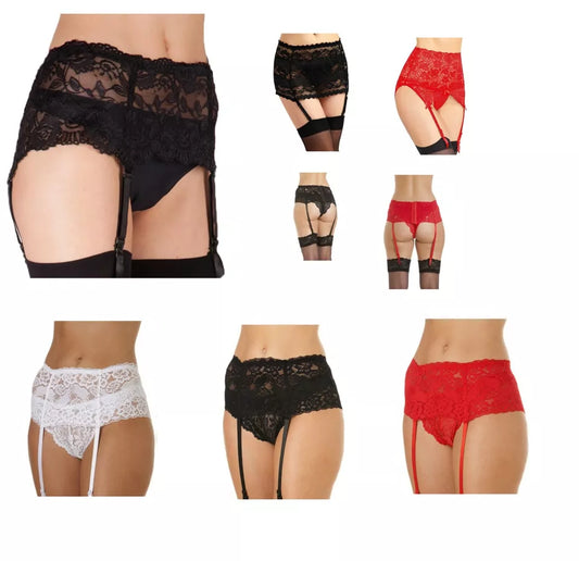 Soft and elegant wide lace suspender belt