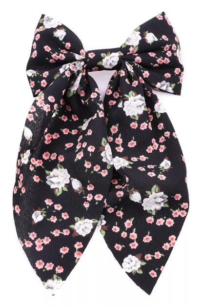 Floral bow hair clip barrette