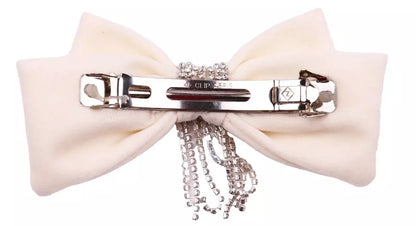 Double velvet bow knotted diamante chain