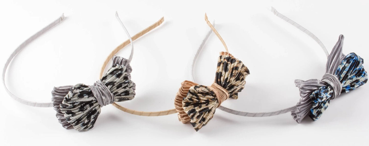 Skinny Alice Hair Band with Leopard Print Bow – Stylish Thin Headband