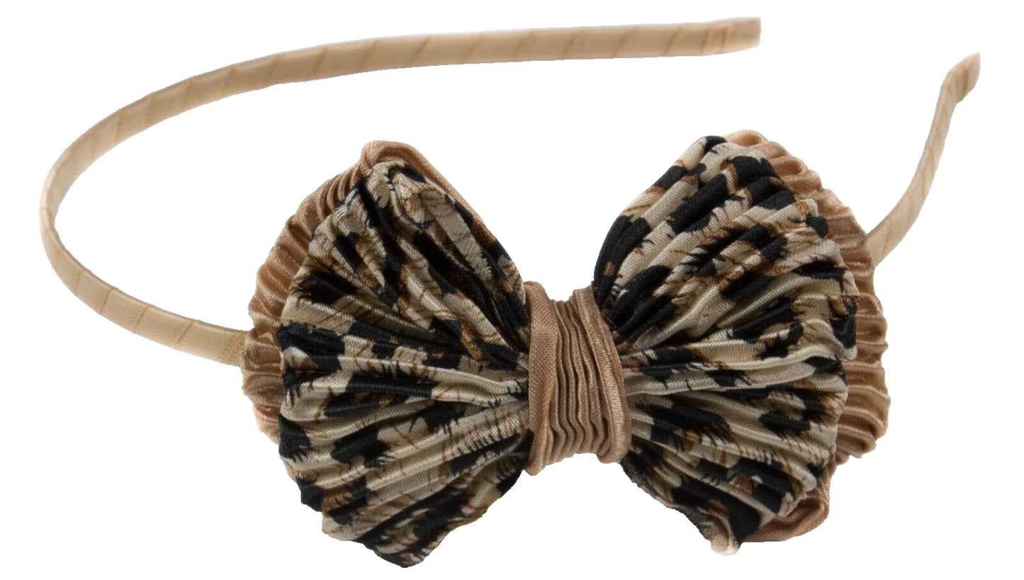 Skinny Alice Hair Band with Leopard Print Bow – Stylish Thin Headband