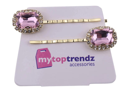 Elegant Gold Bobby Clips with Sparkling CZ Stones, Minimal Bridal Wedding Hair Accessories for Women & Girls (Pack of 2)