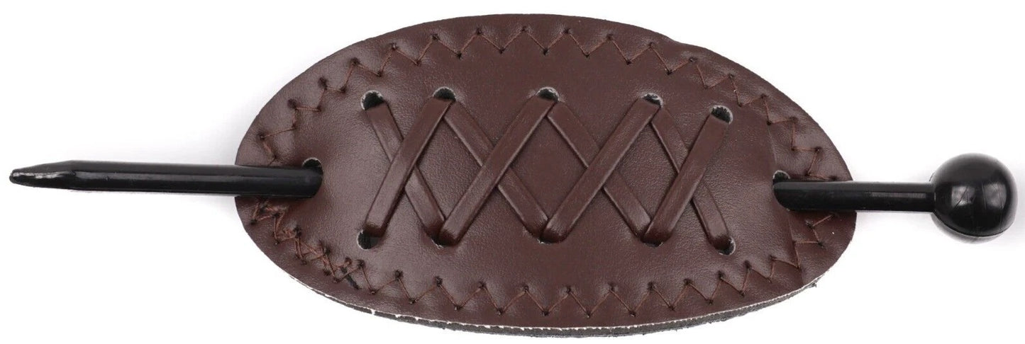 Wide Barrette Hair Clip with Stick – Faux Leather Ponytail Holder for Women