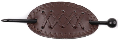 Wide Barrette Hair Clip with Stick – Faux Leather Ponytail Holder for Women